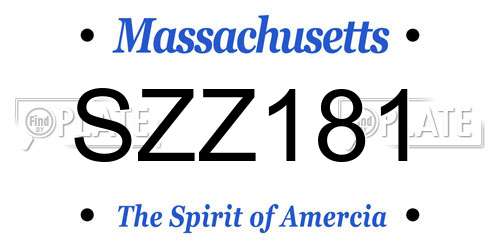 SZZ181 Massachusetts License Plate