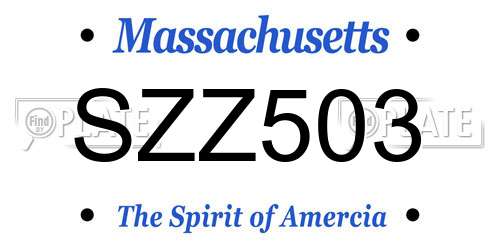 SZZ503 Massachusetts License Plate