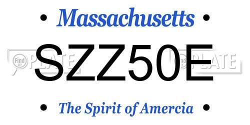 SZZ50E Massachusetts License Plate
