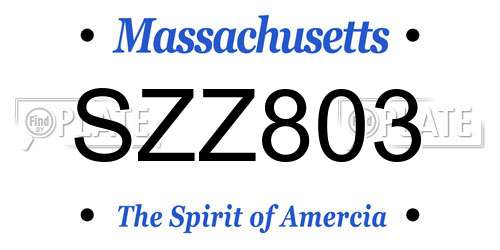 SZZ803 Massachusetts License Plate