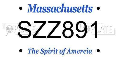 SZZ891 Massachusetts License Plate