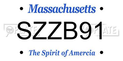 SZZB91 Massachusetts License Plate
