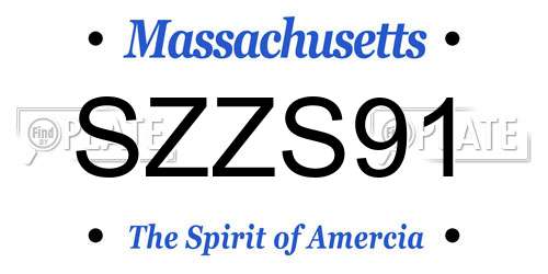 SZZS91 Massachusetts License Plate