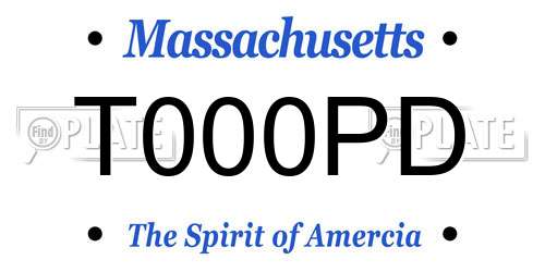 T000PD Massachusetts License Plate