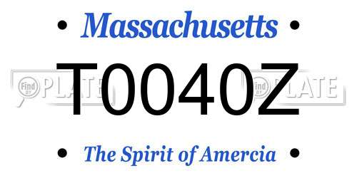 T0040Z Massachusetts License Plate