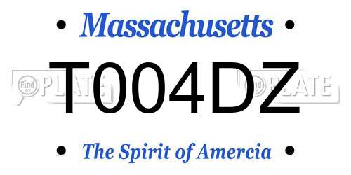 T004DZ Massachusetts License Plate