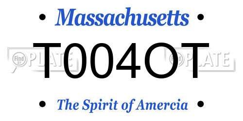 T004OT Massachusetts License Plate