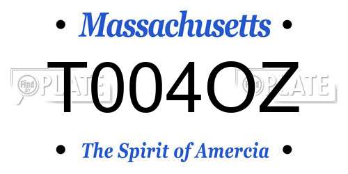 T004OZ Massachusetts License Plate