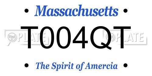 T004QT Massachusetts License Plate