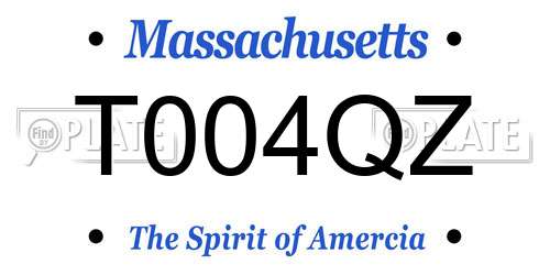 T004QZ Massachusetts License Plate