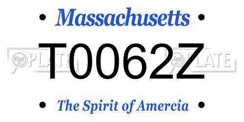 T0062Z Massachusetts License Plate