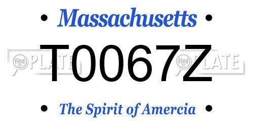 T0067Z Massachusetts License Plate