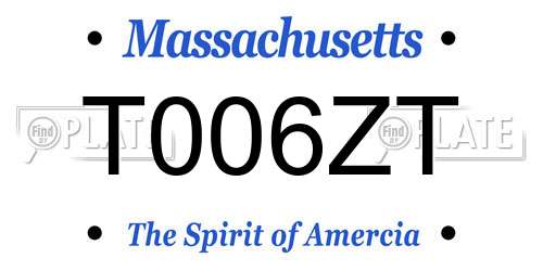 T006ZT Massachusetts License Plate