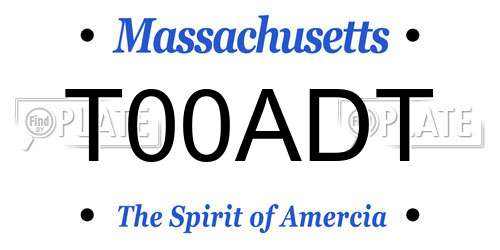 T00ADT Massachusetts License Plate