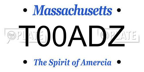 T00ADZ Massachusetts License Plate