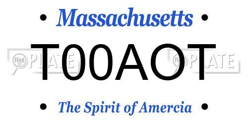 T00AOT Massachusetts License Plate