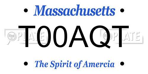 T00AQT Massachusetts License Plate