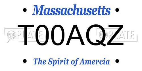 T00AQZ Massachusetts License Plate
