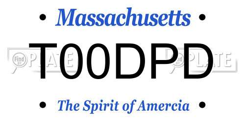 T00DPD Massachusetts License Plate