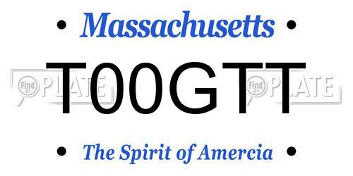 T00GTT Massachusetts License Plate