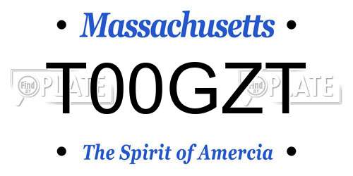 T00GZT Massachusetts License Plate