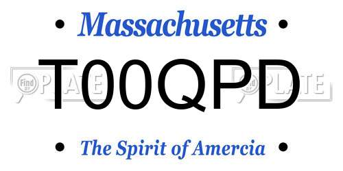 T00QPD Massachusetts License Plate