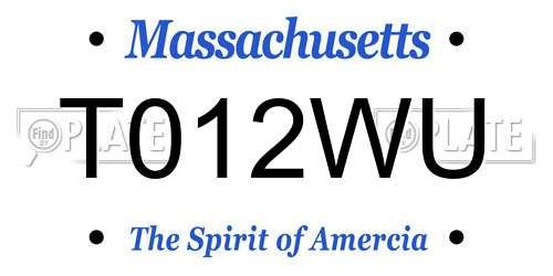 T012WU Massachusetts License Plate