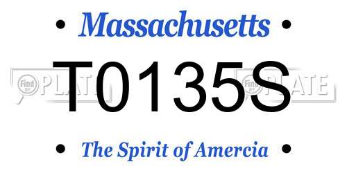 T0135S Massachusetts License Plate