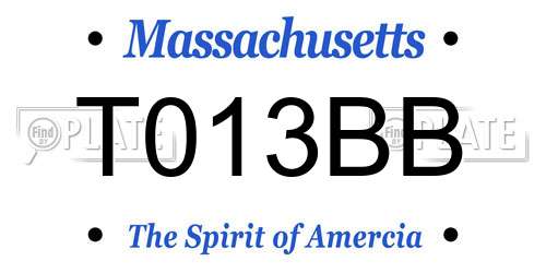 T013BB Massachusetts License Plate