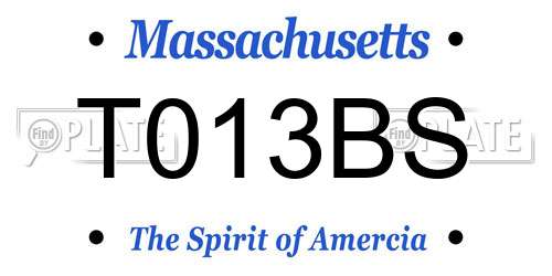 T013BS Massachusetts License Plate