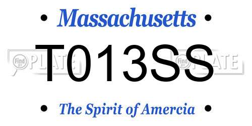 T013SS Massachusetts License Plate