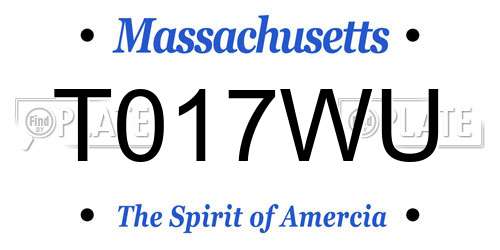 T017WU Massachusetts License Plate