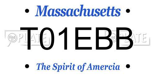 T01EBB Massachusetts License Plate