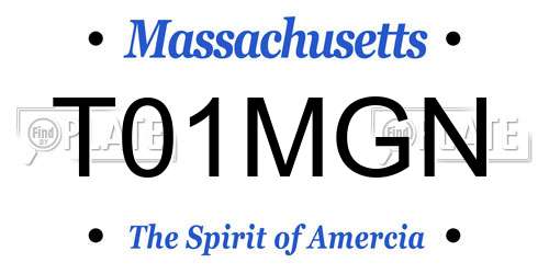 T01MGN Massachusetts License Plate