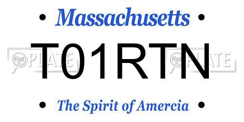T01RTN Massachusetts License Plate