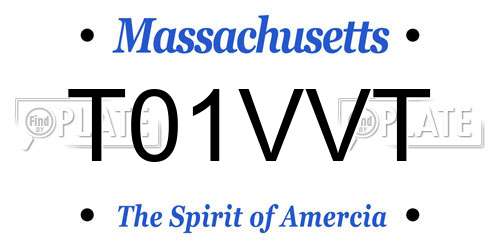 T01VVT Massachusetts License Plate