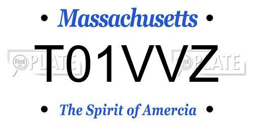 T01VVZ Massachusetts License Plate