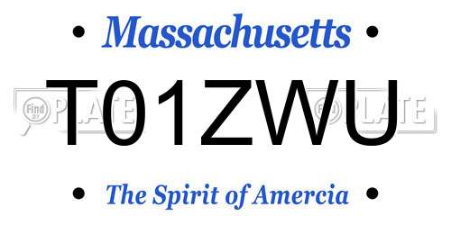 T01ZWU Massachusetts License Plate