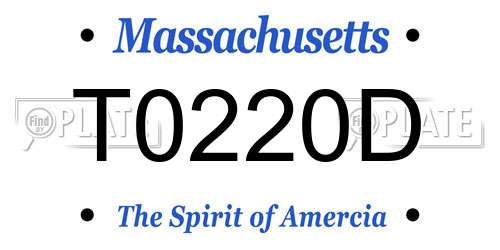 T0220D Massachusetts License Plate