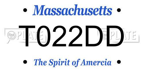 T022DD Massachusetts License Plate