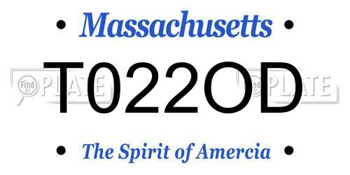 T022OD Massachusetts License Plate
