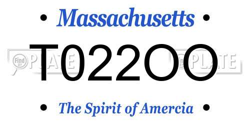 T022OO Massachusetts License Plate
