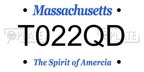 T022QD Massachusetts License Plate