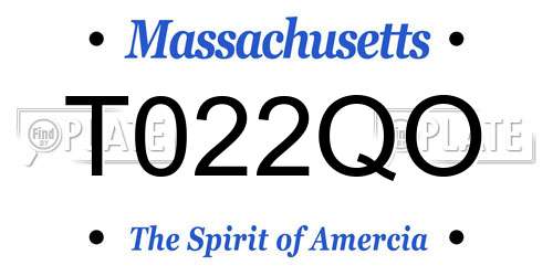 T022QO Massachusetts License Plate