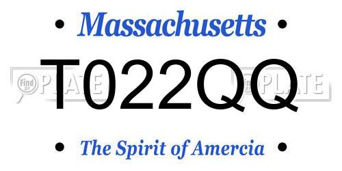 T022QQ Massachusetts License Plate