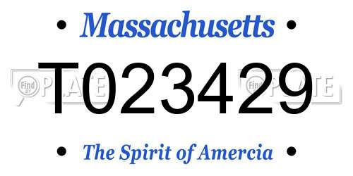 T023429 Massachusetts License Plate