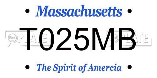 T025MB Massachusetts License Plate