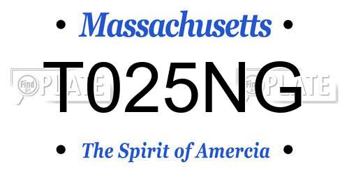 T025NG Massachusetts License Plate