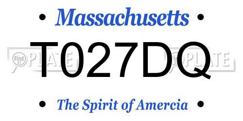 T027DQ Massachusetts License Plate