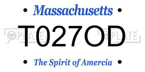T027OD Massachusetts License Plate